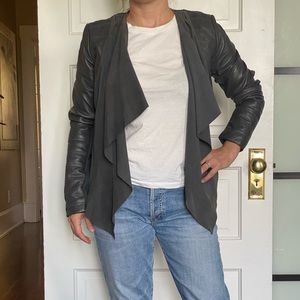 Anthropologie Grey Elevenses leather/suede Jacket S